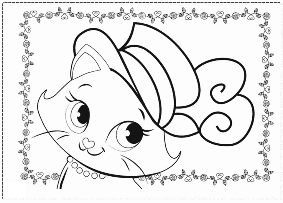 Desenho de Cara de Gatinha Marie para Colorir