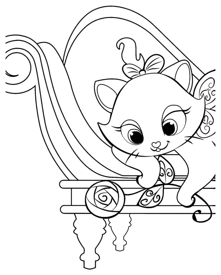 Desenho de Disney Gatinha Marie para Colorir