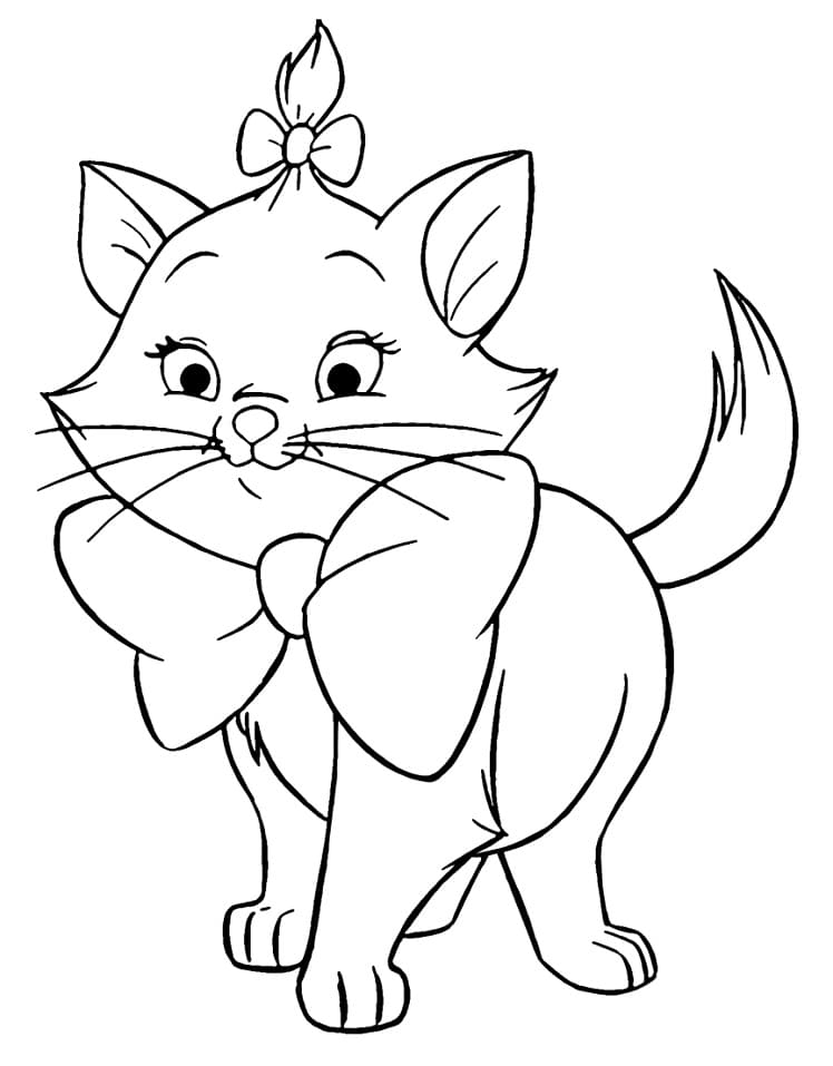 Desenho de Gatinha Marie Adorável para Colorir