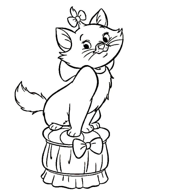 Desenho de Gatinha Marie Alegre para Colorir
