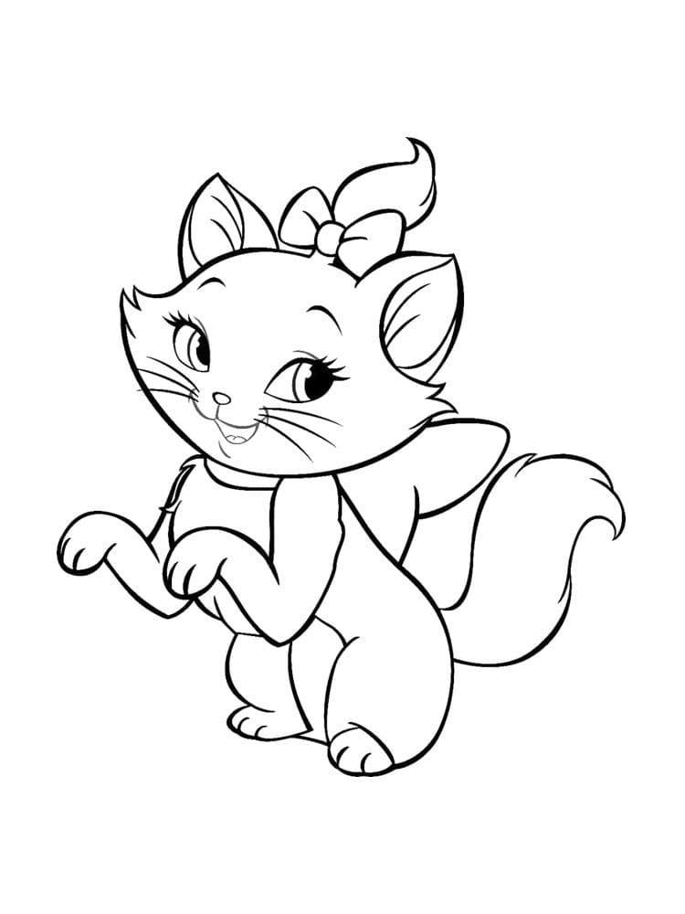 Desenho de Gatinha Marie Amigável para Colorir
