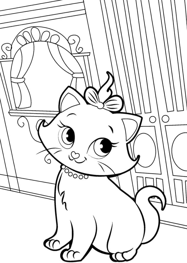 Desenho de Gatinha Marie Aristogatas para Colorir