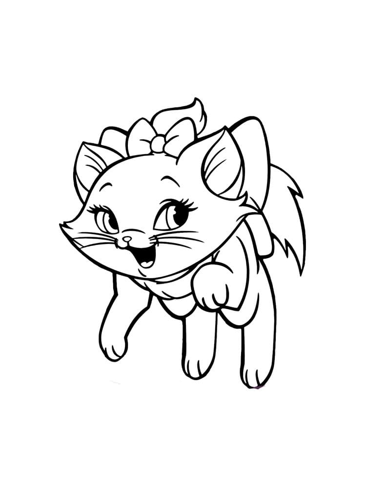 Desenho de Gatinha Marie Brincalhona para Colorir