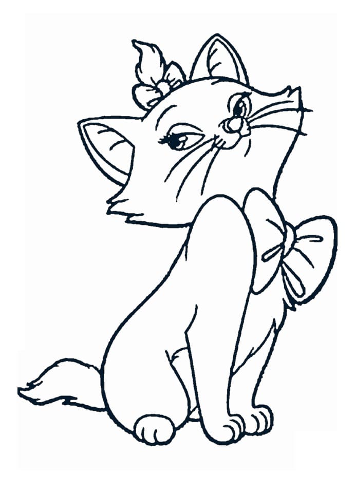 Desenho de Gatinha Marie Chique para Colorir