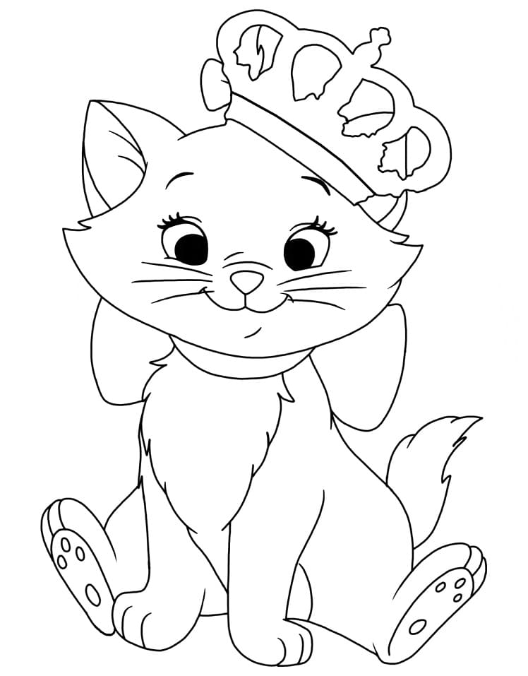 Desenho de Gatinha Marie com Corôa para Colorir