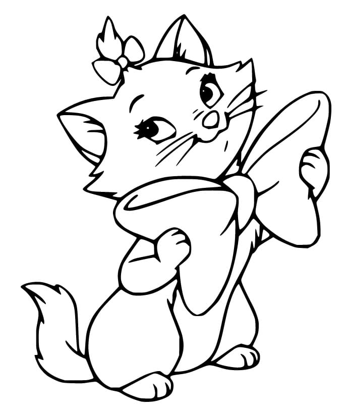 Desenho de Gatinha Marie com Gravata Borboleta para Colorir