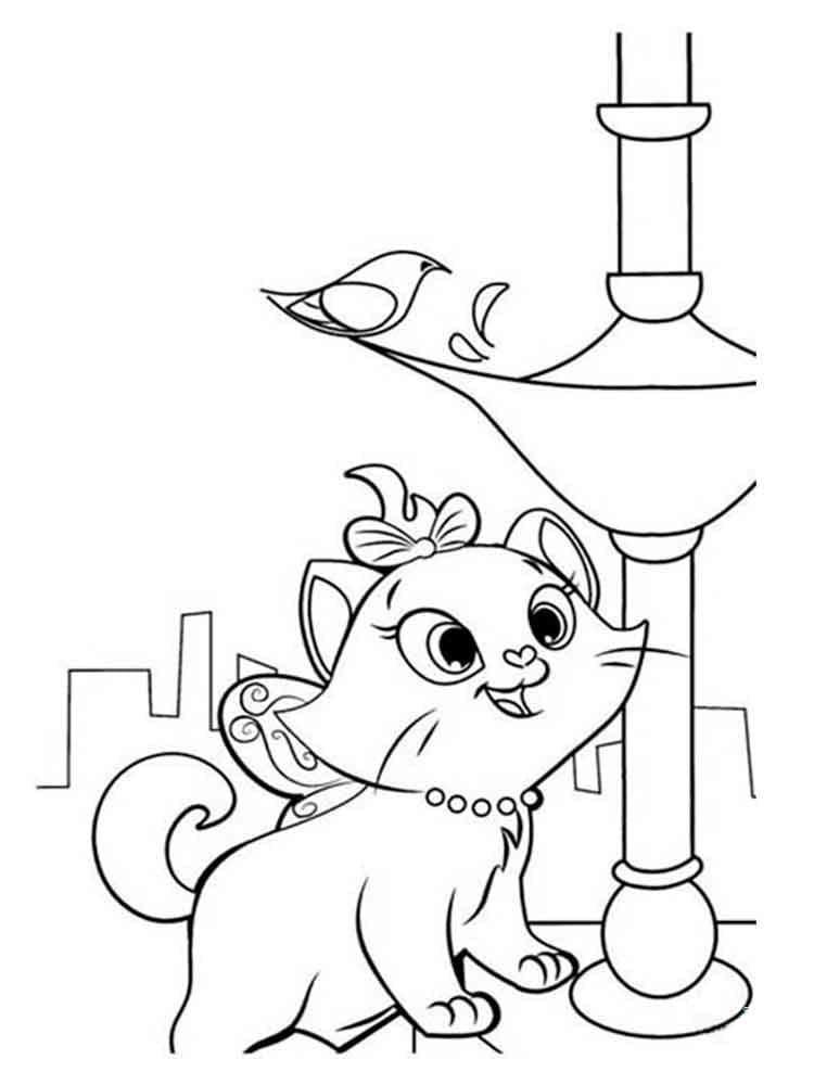 Desenho de Gatinha Marie Curiosa para Colorir
