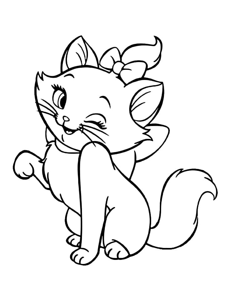 Desenho de Gatinha Marie Disney para Colorir