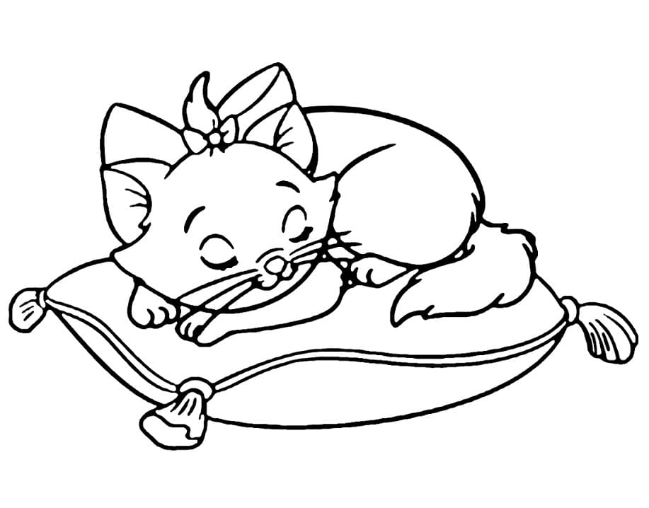 Desenho de Gatinha Marie Dormindo para Colorir