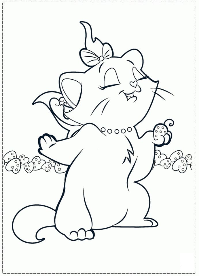 Desenho de Gatinha Marie Engracada para Colorir