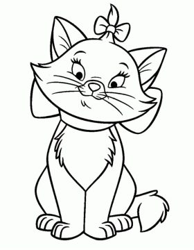 Desenho de Gatinha Marie Feliz para Colorir