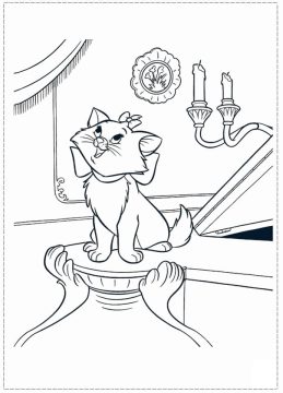 Desenho de Gatinha Marie Imprimível para Colorir
