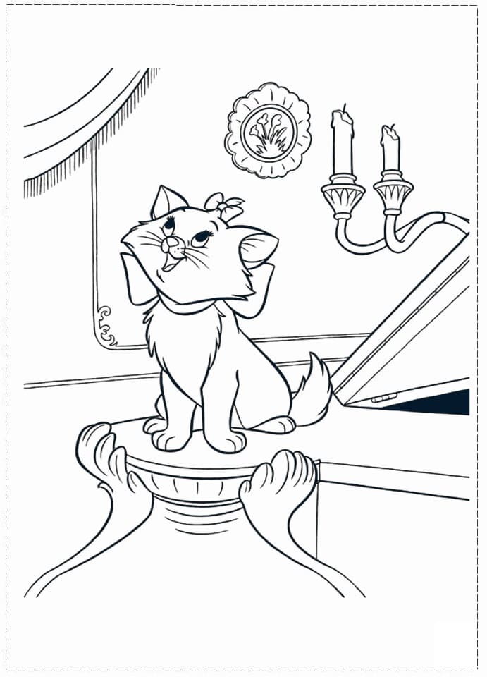Desenho de Gatinha Marie Imprimivel para Colorir