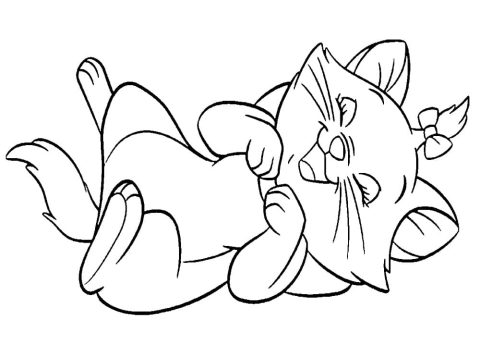 Desenho de Gatinha Marie Rindo para Colorir