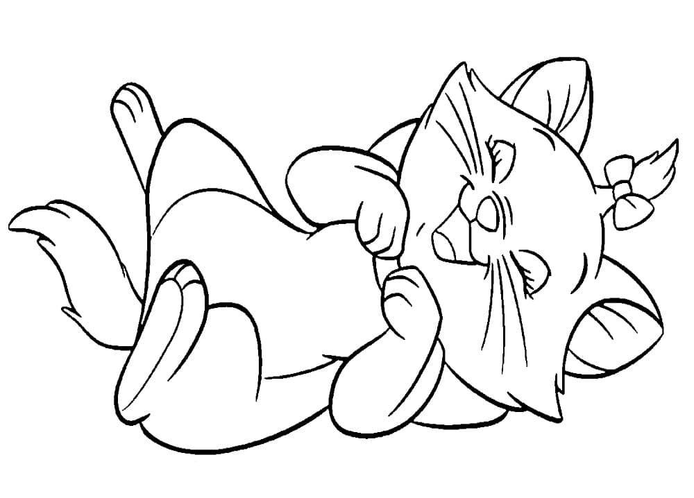 Desenho de Gatinha Marie Rindo para Colorir