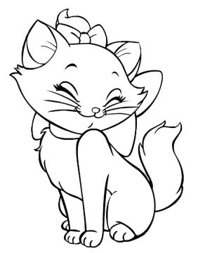 Desenho de Gatinha Marie Sorridente para Colorir