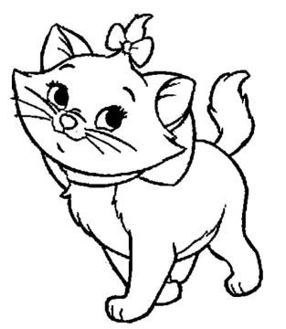 Desenho de Pequena Gatinha Marie para Colorir