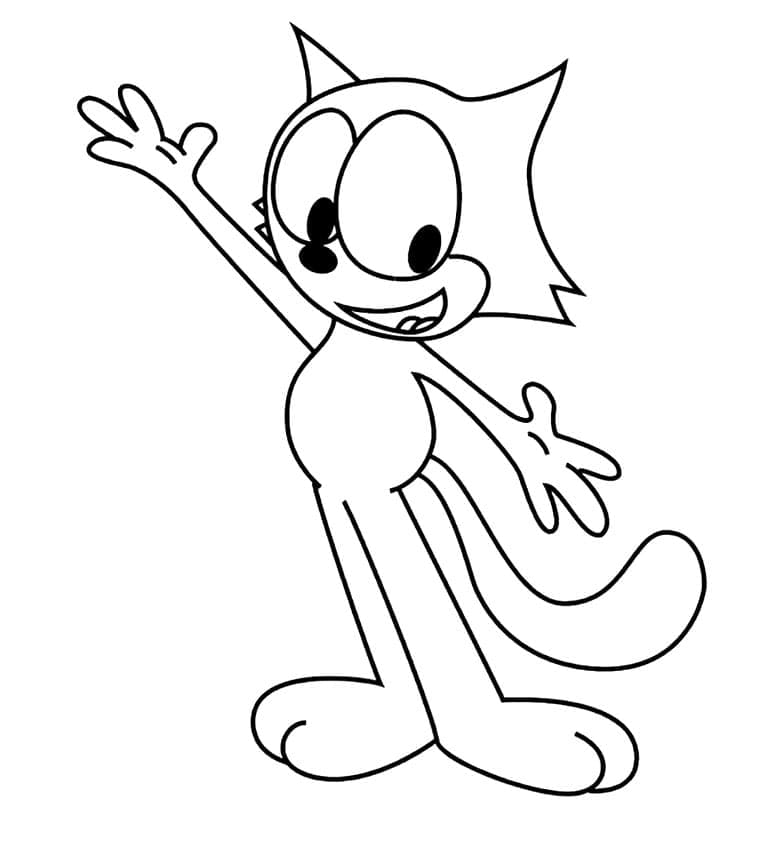 Desenho de Gato Félix Engraçado para Colorir Pdf