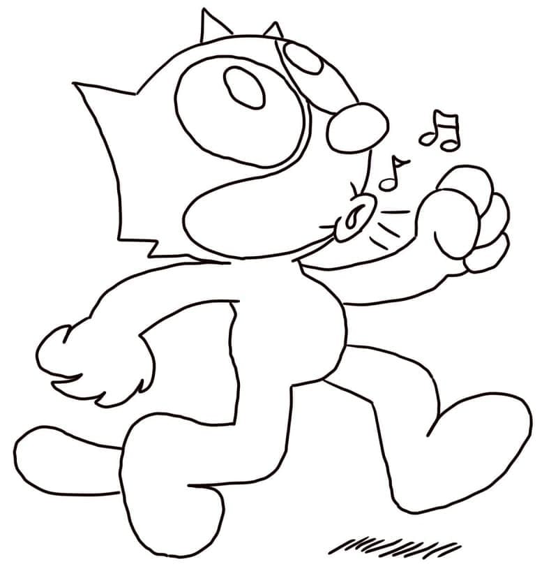 Desenho Gato Félix Assobiando para Colorir