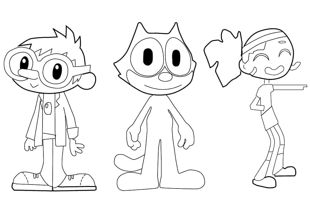Desenho Gato Félix e Amigos para Colorir