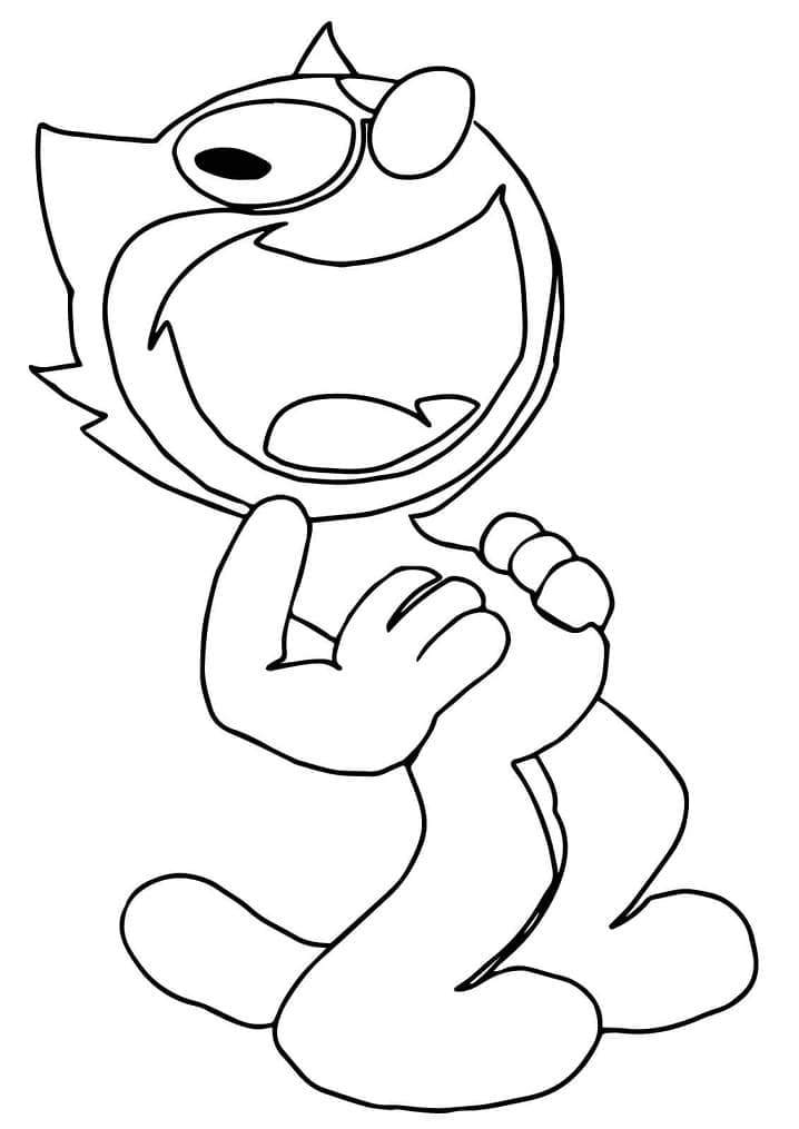 Desenho Gato Félix Rindo para Colorir