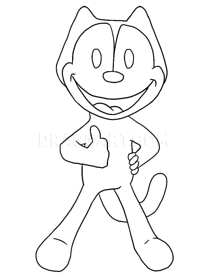 Desenho Gato Félix Sorrindo para Colorir