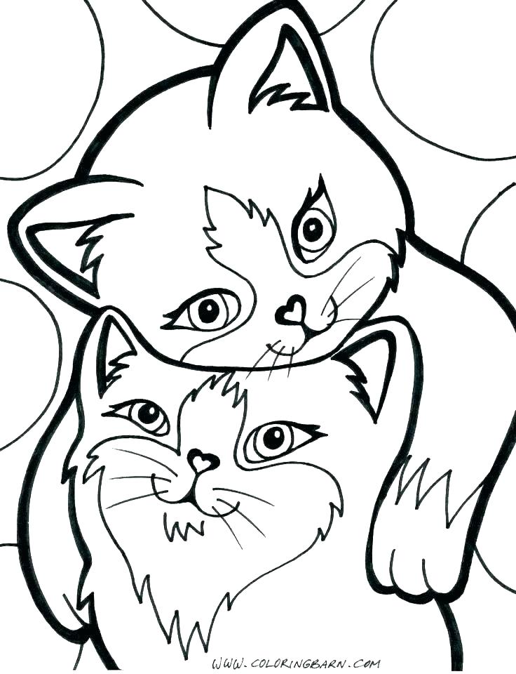 Desenho de Casal de Gatos para Colorir e Imprimir