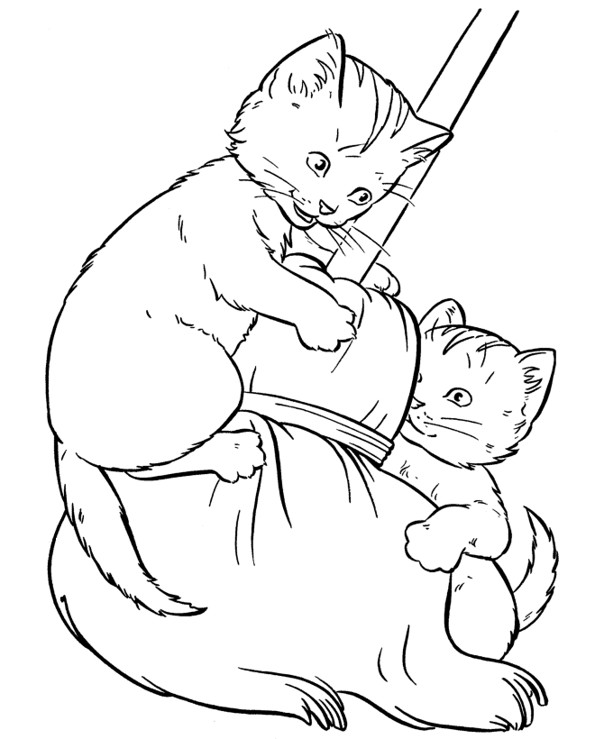 Desenho de Dois Gatinhos Brincando para Colorir