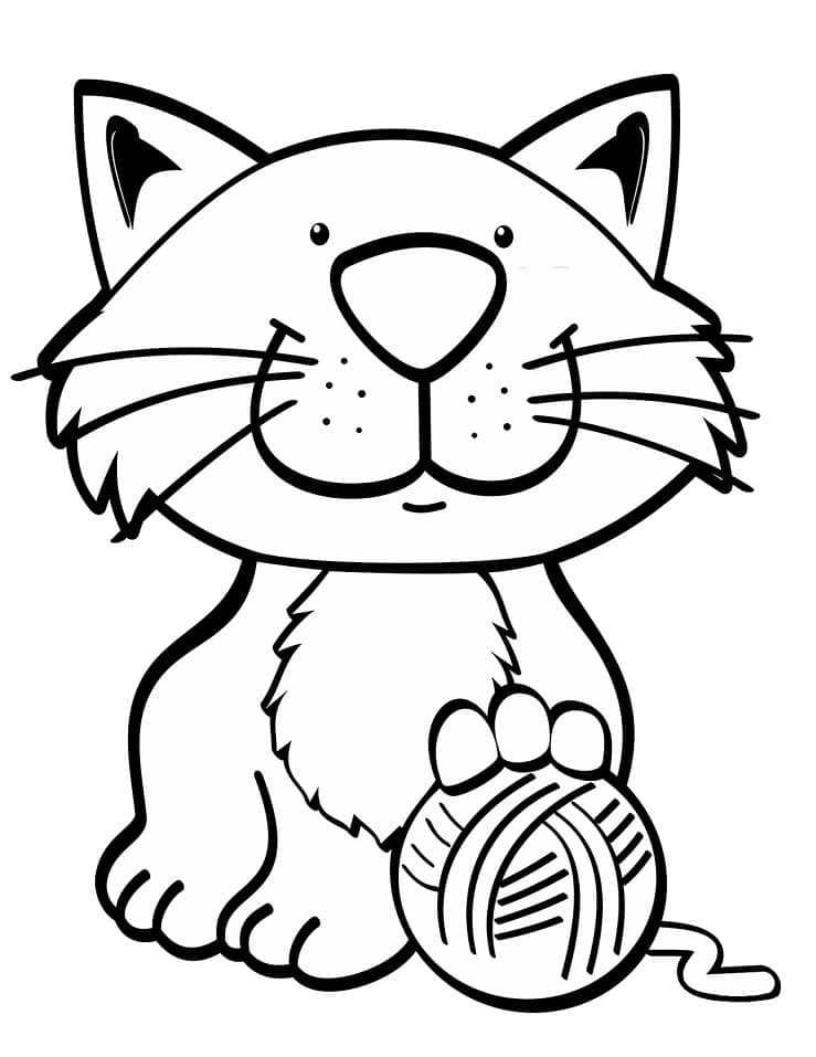 Desenho de Gato Brincando com Bola Pdf para Colorir