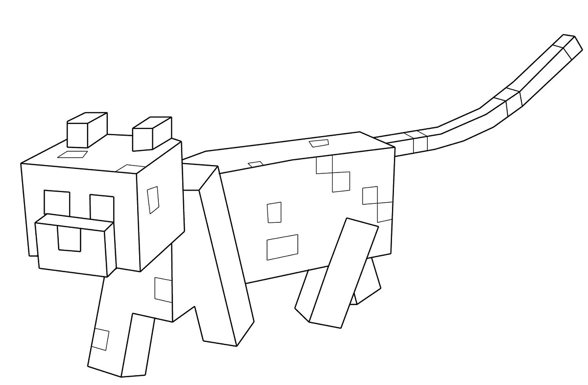 Desenho de Gato do Jogo Minecraft para Colorir