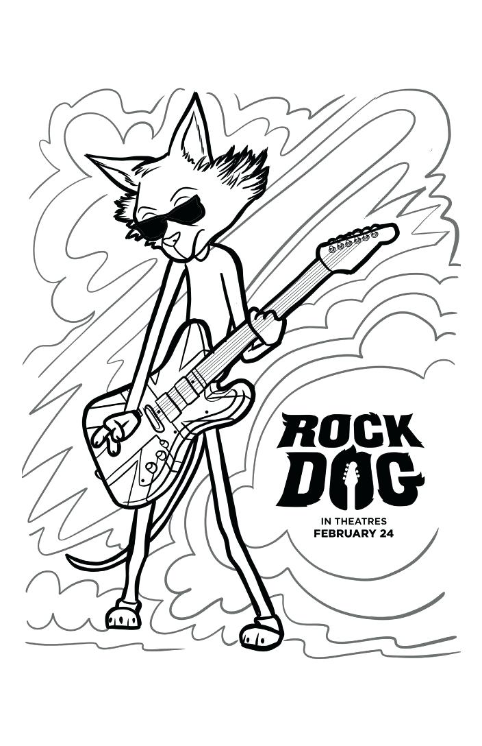 Desenho de Gato Tocando Guitarra para Colorir