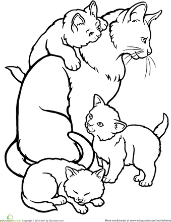Desenho de Lindos Gatinhos Fofos para Colorir