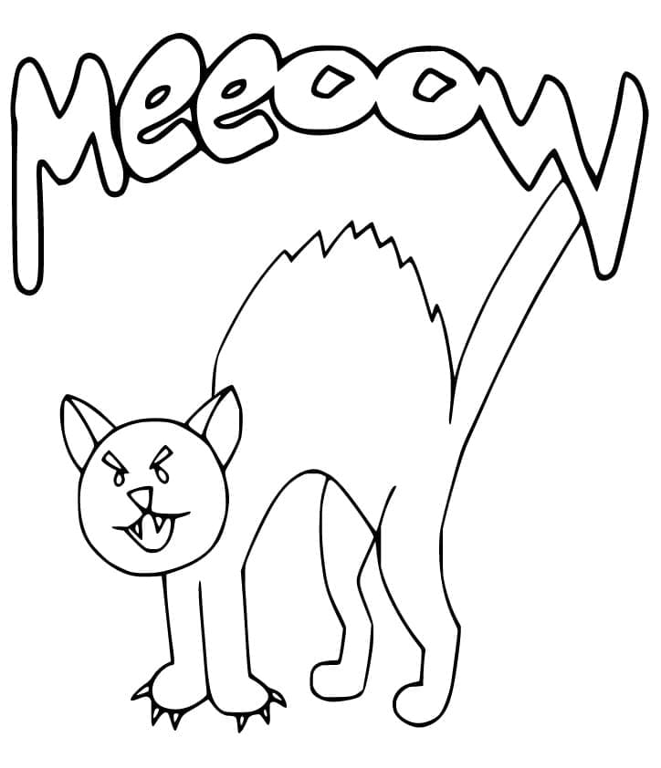 Desenho Gato Bravo para Colorir
