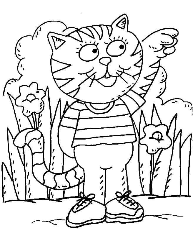 Desenho Gato de Desenho Animado para Colorir
