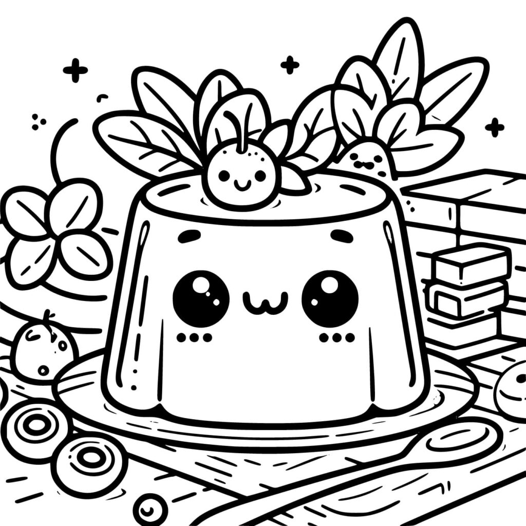 Desenho de Gelatina Kawaii para Colorir