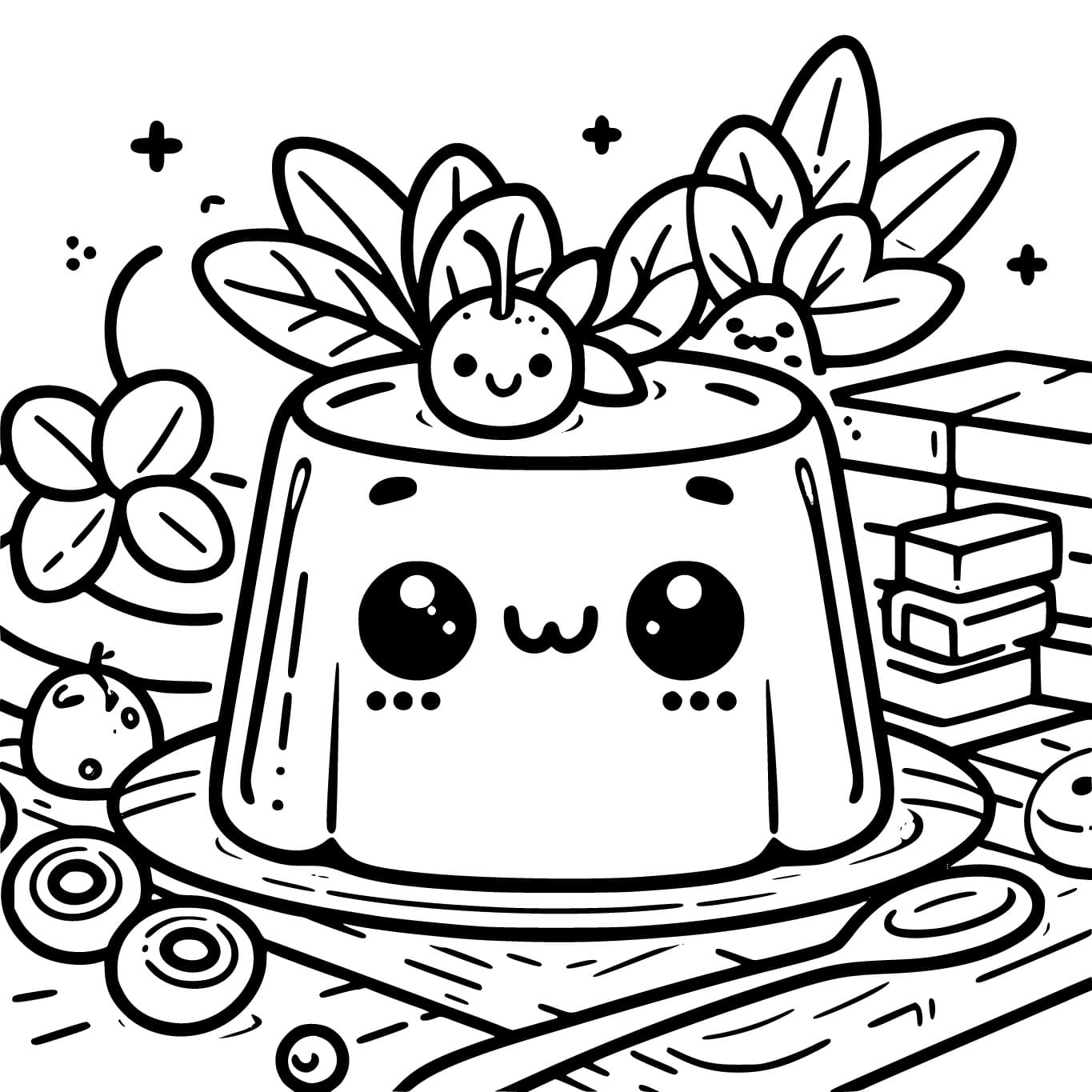 Desenho de Gelatina Kawaii para Colorir