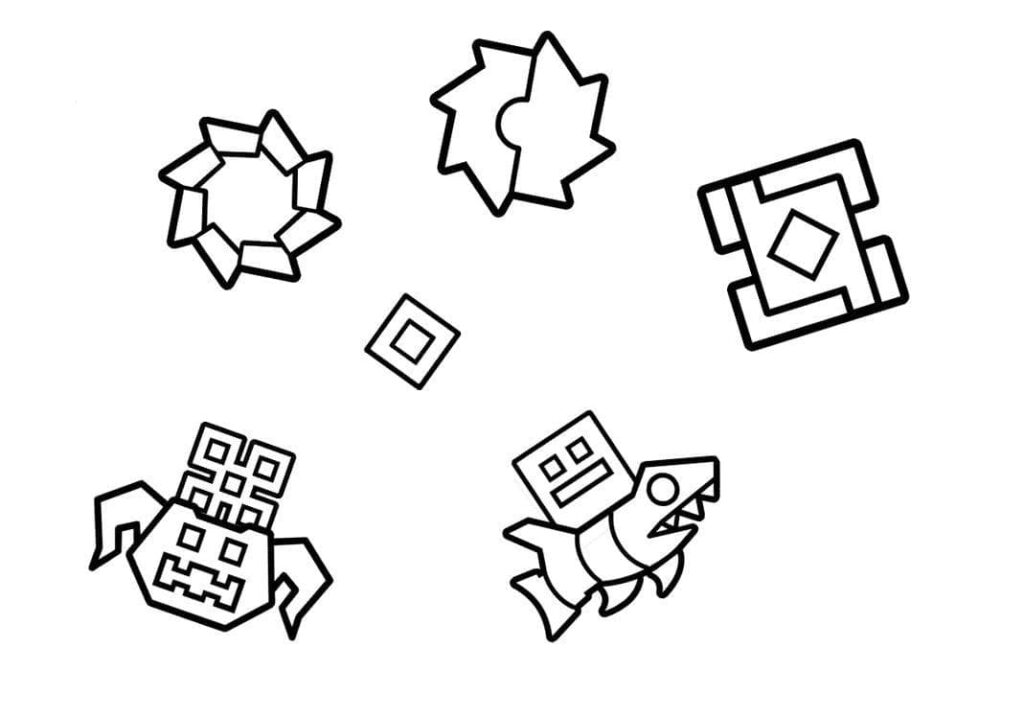 Desenho de Pintura de Geometry Dash para Colorir