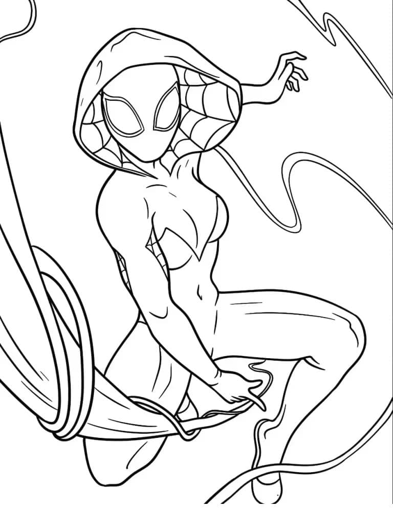 Desenho de Gwen Stacy Spider Woman para Colorir
