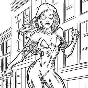 Desenho de Mulher Aranha Gwen Stacy para Colorir