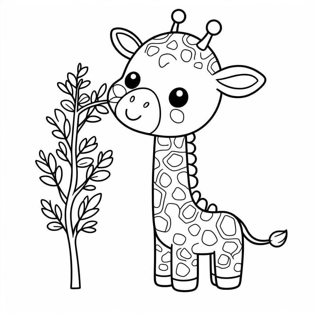 Desenho de Girafa Bonita para Colorir Pdf