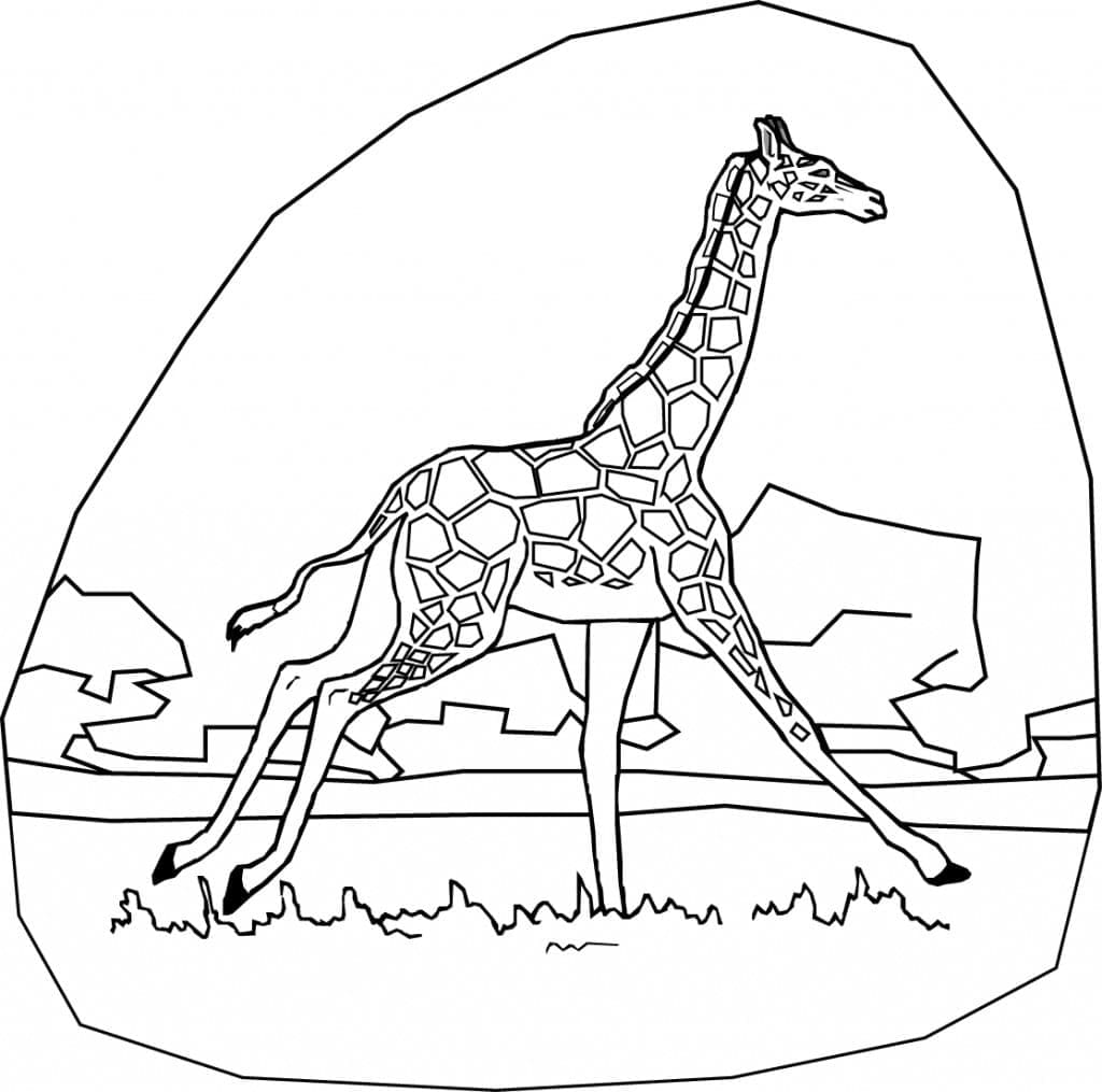 Desenho de Girafa Correndo para Colorir