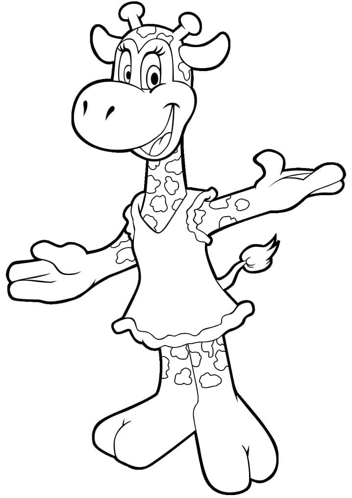 Desenho de Girafa de Desenho Animado para Colorir