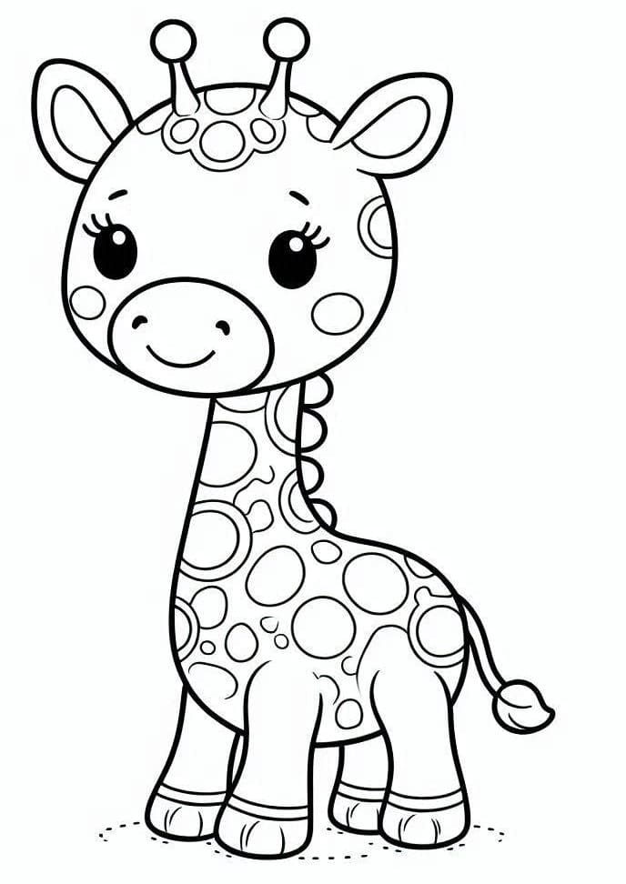 Desenho de Girafa Fofa para Colorir Pdf