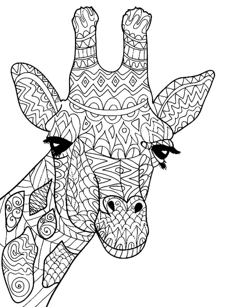 Desenho de Girafa Zentangle para Colorir