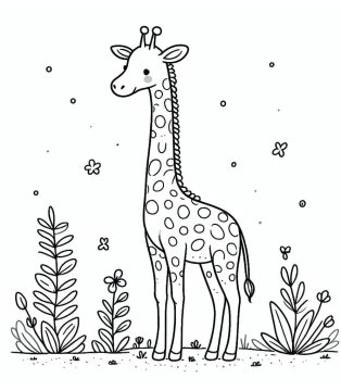 Desenho de Uma Girafa Muito Fofa para Colorir