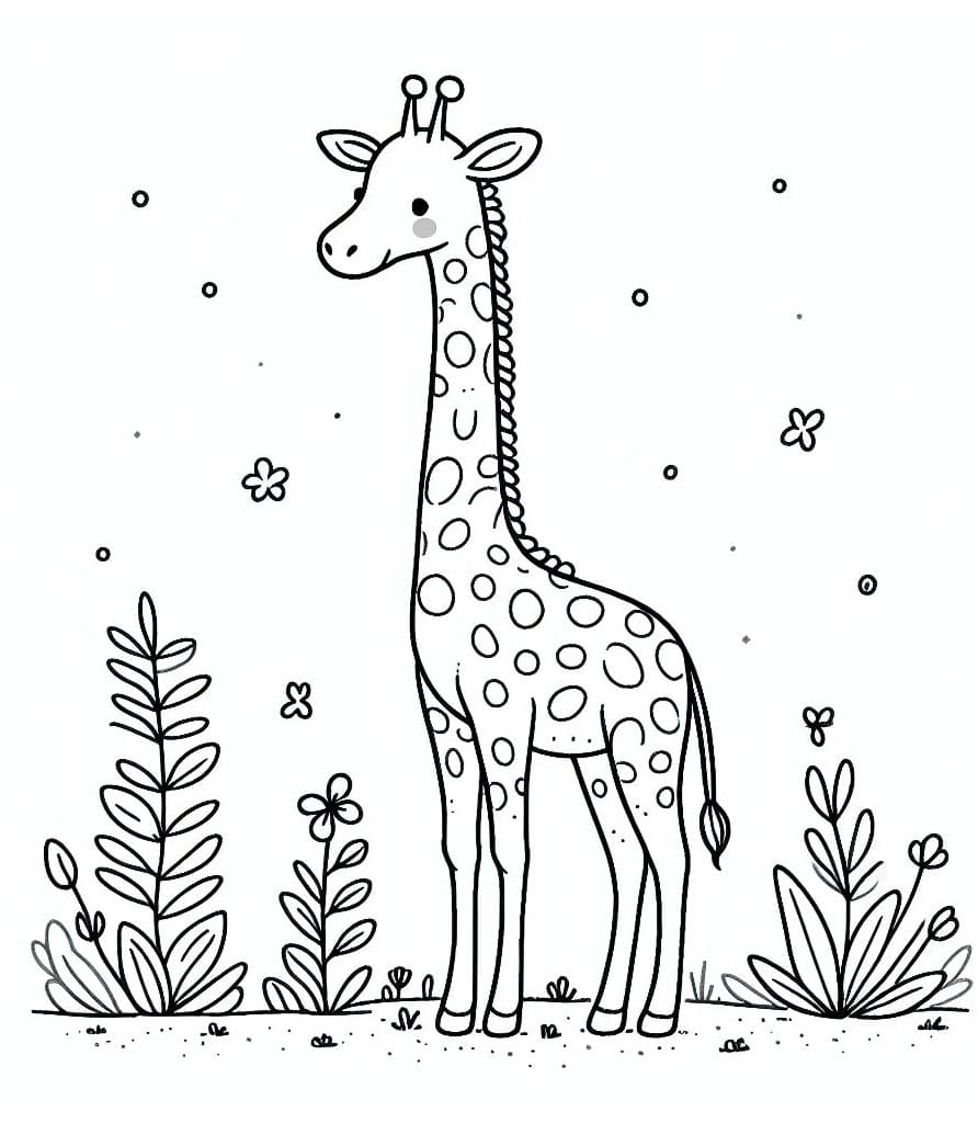 Desenho de uma Girafa Muito Fofa para Colorir