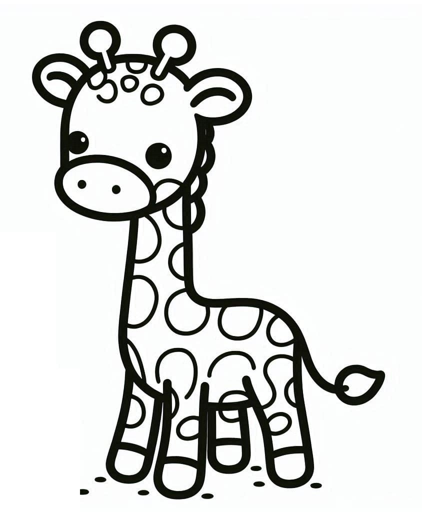 Desenho Girafa Adorável para Colorir