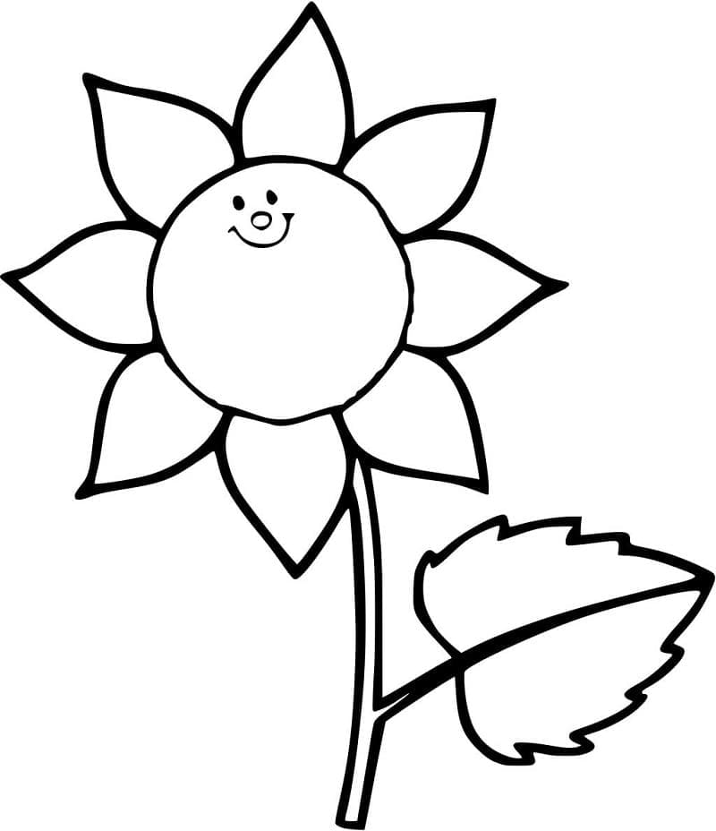 Desenho de um Girassol de Desenho Animado para Colorir