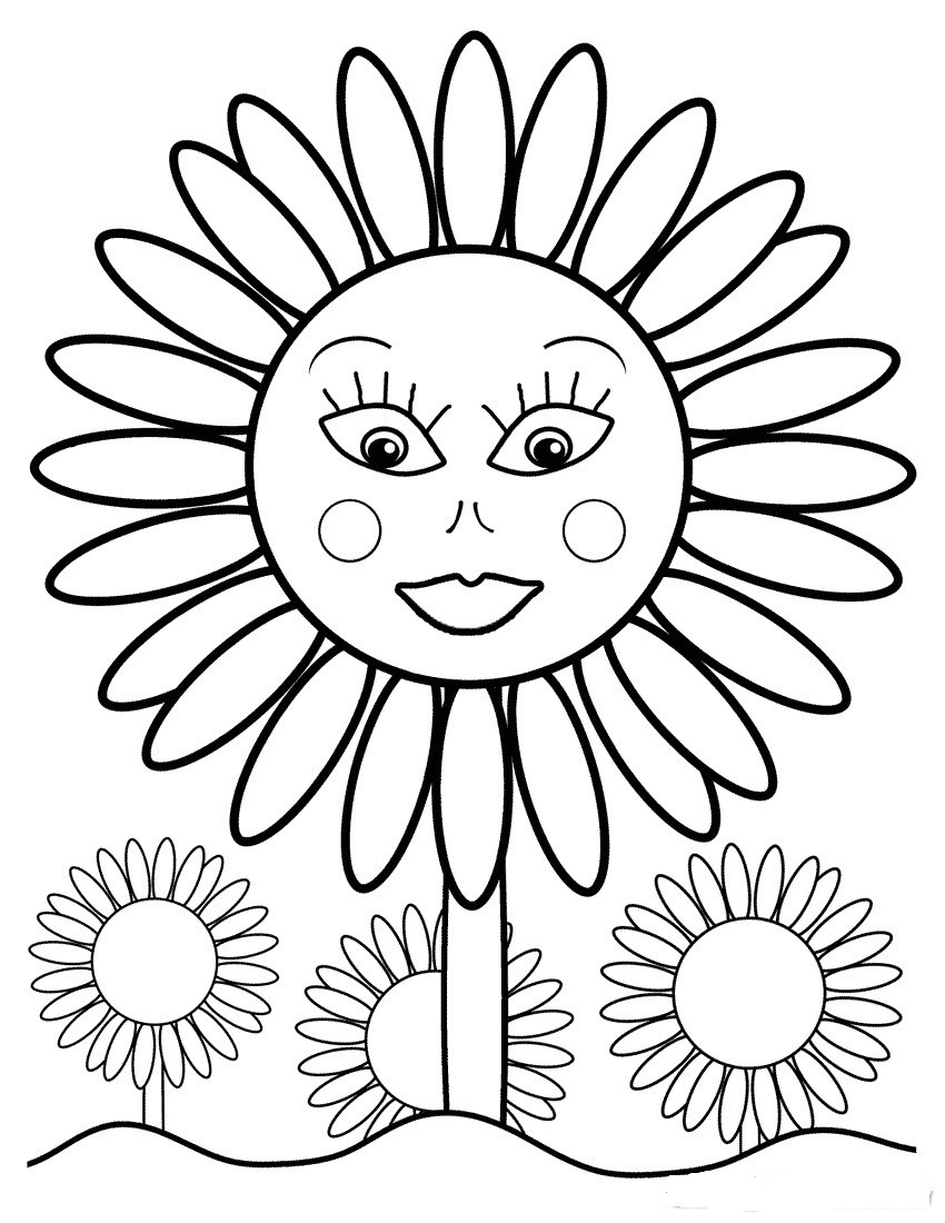 Desenho de Flor Girassol Bonita para Colorir