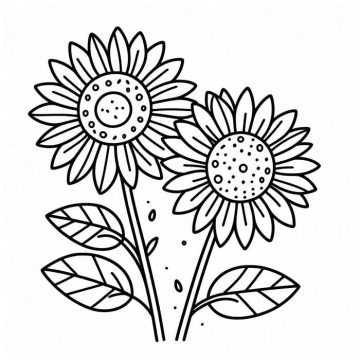Desenho Dois girassóis para Colorir